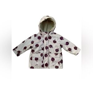 Zara Size 2-3 Years Apple Print Sherpa Lined Rain Jacket
